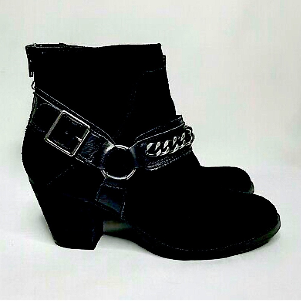 Reba Womens Xanti Black Distressed Suede Ankle Booties Size 6M